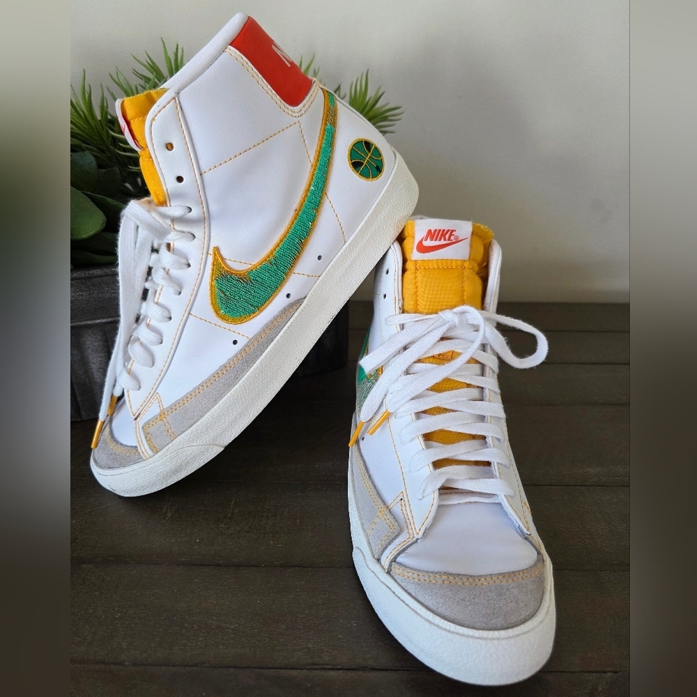 Nike Blazer Mid 77 Rayguns Sneakers Mens 9 Leather Sequin Swoosh Basketball - Picture 13 of 15